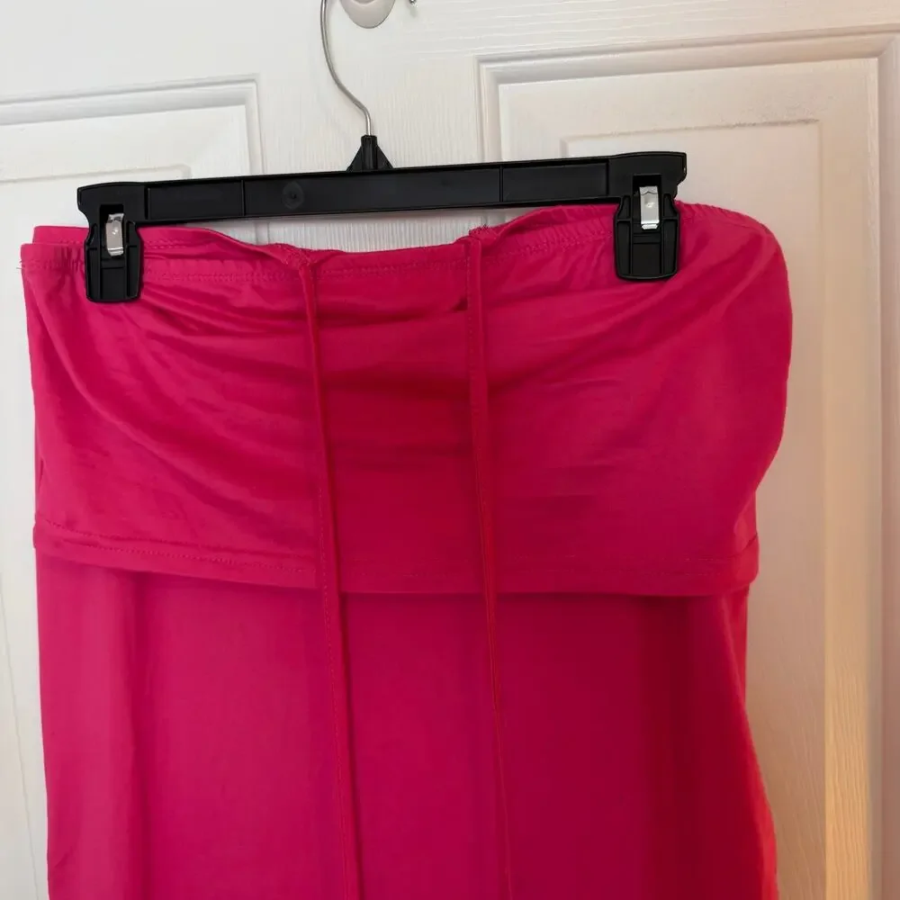 Women's Pink Tube Top and Maxi Skirt Two Piece Set Size Large